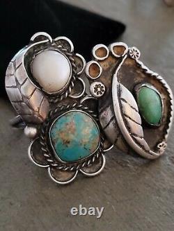 Ring Lot of 7 Sterling Vintage Retro Navjo Turquoise Old Pawn Southwest Style