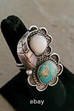 Ring Lot of 7 Sterling Vintage Retro Navjo Turquoise Old Pawn Southwest Style