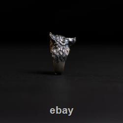Ring Vintage Silver Wolf Sterling 925 Vintage Animal Ring Mens Jewelry