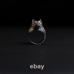 Ring Vintage Silver Wolf Sterling 925 Vintage Animal Ring Mens Jewelry