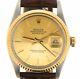 Rolex Datejust 16013 Mens Stainless Steel 18k Gold Watch Champagne Dial Brown