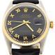 Rolex Datejust Mens 2tone 18k Yellow Gold Stainless Watch Black Roman Dial 16013