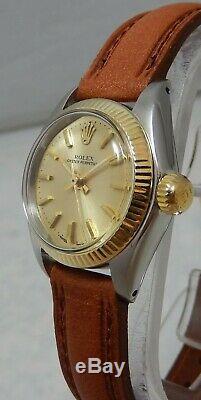 Rolex Oyster Perpetual 14k/ss Gold / Steel Ladies NICE Watch On New Band 1972