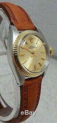 Rolex Oyster Perpetual 14k/ss Gold / Steel Ladies NICE Watch On New Band 1972