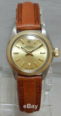 Rolex Oyster Perpetual 14k/ss Gold / Steel Ladies NICE Watch On New Band 1972