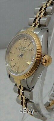 Rolex Oyster Perpetual Datejust Ladies 18k/ss Gold Watch Jubilee Sapphire 1984