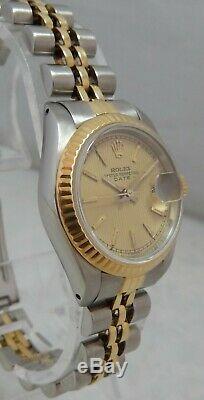 Rolex Oyster Perpetual Datejust Ladies 18k/ss Gold Watch Jubilee Sapphire 1984