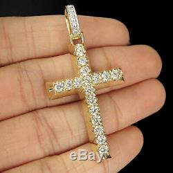 Round Cut 1.00ct Diamond Cross Vintage Pendant Necklace 14k Yellow Gold Finish