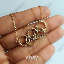 Round Cut Simulated Diamond Olympic Pendant 925 Sterling Silver