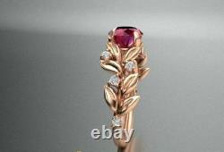Round Good Cut Red 1 Ct Lab Created Ruby Wedding Engagement 925 Rose Gold Finish