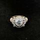 Round White Diamond Vintage 1.55ct Edwardian 14k Gold Over Art Deco Wedding Ring