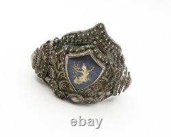 SIAM 925 Silver Vintage Antique Enamel Dancer Shield Cuff Bracelet BT5693