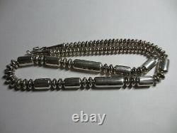 SPECTACULAR 26 VTG RT Navajo Sterling Silver SAUCER/TUBE BEAD Necklace-XFINE