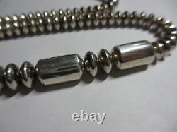 SPECTACULAR 26 VTG RT Navajo Sterling Silver SAUCER/TUBE BEAD Necklace-XFINE