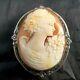Sterling Silver Carved Lady Cameo Vintage Estate Pin/pendant/brooch Girl 10.6g
