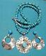 Sterling Silver Navajo Vintage Turquoise Concho Necklace &earrings Sgn N 62.8 Gr