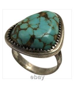 Scarce Vintage Navajo Kingman Red Web Turquoise Sterling Silver Ringsz8