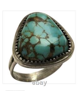 Scarce Vintage Navajo Kingman Red Web Turquoise Sterling Silver Ringsz8