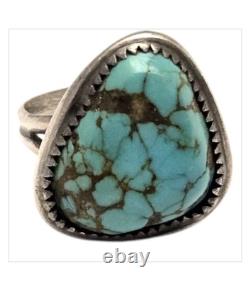 Scarce Vintage Navajo Kingman Red Web Turquoise Sterling Silver Ringsz8