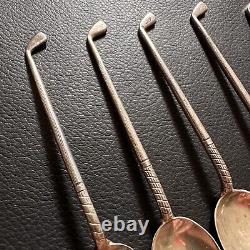 Set Of 6 Vintage Drummond & Co 925 Sterling Silver Golf Club Teaspoons