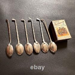 Set Of 6 Vintage Drummond & Co 925 Sterling Silver Golf Club Teaspoons