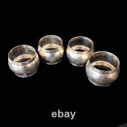 Set of 4 England Vintage 925 Sterling Silver Napkin Rings Round, 146.9 gram