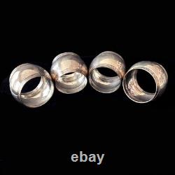 Set of 4 England Vintage 925 Sterling Silver Napkin Rings Round, 146.9 gram