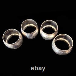 Set of 4 England Vintage 925 Sterling Silver Napkin Rings Round, 146.9 gram