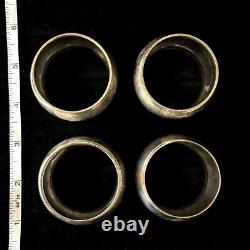 Set of 4 England Vintage 925 Sterling Silver Napkin Rings Round, 146.9 gram