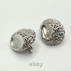 Signed Trifar Vintage Sterling Silver Clip On Rare Unique Fashion Earrings