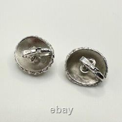 Signed Trifar Vintage Sterling Silver Clip On Rare Unique Fashion Earrings