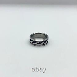 Silver Wave Band Sterling Silver Wave Pattern Ring Geometric Vintage Ring