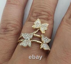 Simulated 2 Ct Round Cut Diamond Butterfly Weeding Ring 14K Yellow Gold Finish