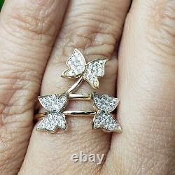 Simulated 2 Ct Round Cut Diamond Butterfly Weeding Ring 14K Yellow Gold Finish