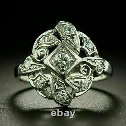 Simulated 2Ct Diamond Geometric Late Art Deco Engagement Ring14K White Gold Over