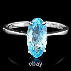 Simulated Blue Topaz 3Ct Oval Cut Engagement Ring In 14K White Gold Finish