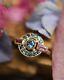 Simulated London Blue Topaz Cluster Vintage Style Fancy Ring 925 Sterling Silver