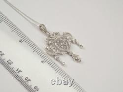 Simulated14K White Gold Over 1.80 Ct Diamond Drop Antique Vintage Style Pendant