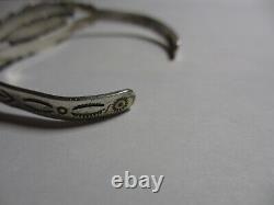 Small Vtg Navajo Fred Harvey Era Sterling & Turquoise Thunderbird Cuff Bracelet