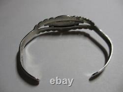 Small Vtg Navajo Fred Harvey Era Sterling & Turquoise Thunderbird Cuff Bracelet