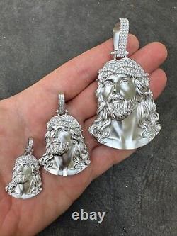 Solid 925 Silver MOISSANITE Jesus Piece Iced Pendant Necklace Handmade In Italy