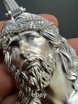 Solid 925 Silver MOISSANITE Jesus Piece Iced Pendant Necklace Handmade In Italy