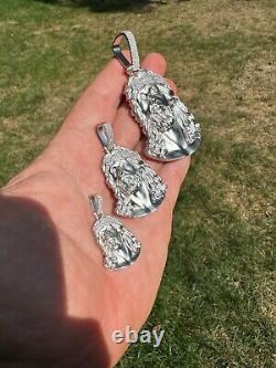 Solid 925 Silver MOISSANITE Jesus Piece Iced Pendant Necklace Handmade In Italy