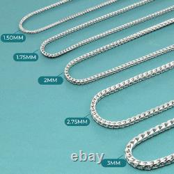 Solid 925 Sterling Silver 1.5mm-4mm Franco Chain Italian Pendant Necklace 16-26