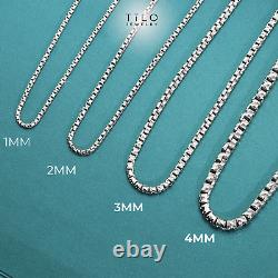 Solid 925 Sterling Silver 1mm-3mm Diamond-cut Box Chain Pendant Necklace 16-24