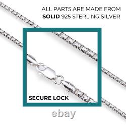 Solid 925 Sterling Silver 1mm-3mm Diamond-cut Box Chain Pendant Necklace 16-24
