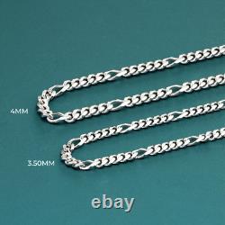 Solid 925 Sterling Silver 3.5mm 4mm Figaro Chain Italian Necklace 20 22 24