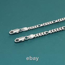 Solid 925 Sterling Silver 3.5mm 4mm Figaro Chain Italian Necklace 20 22 24