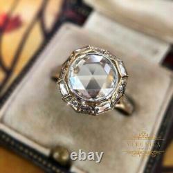 Solid 925 Sterling Silver 3CT Brilliant White Round CZ Vintage Engagement Ring