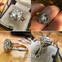 Solid 925 Sterling Silver 3CT Brilliant White Round CZ Vintage Engagement Ring